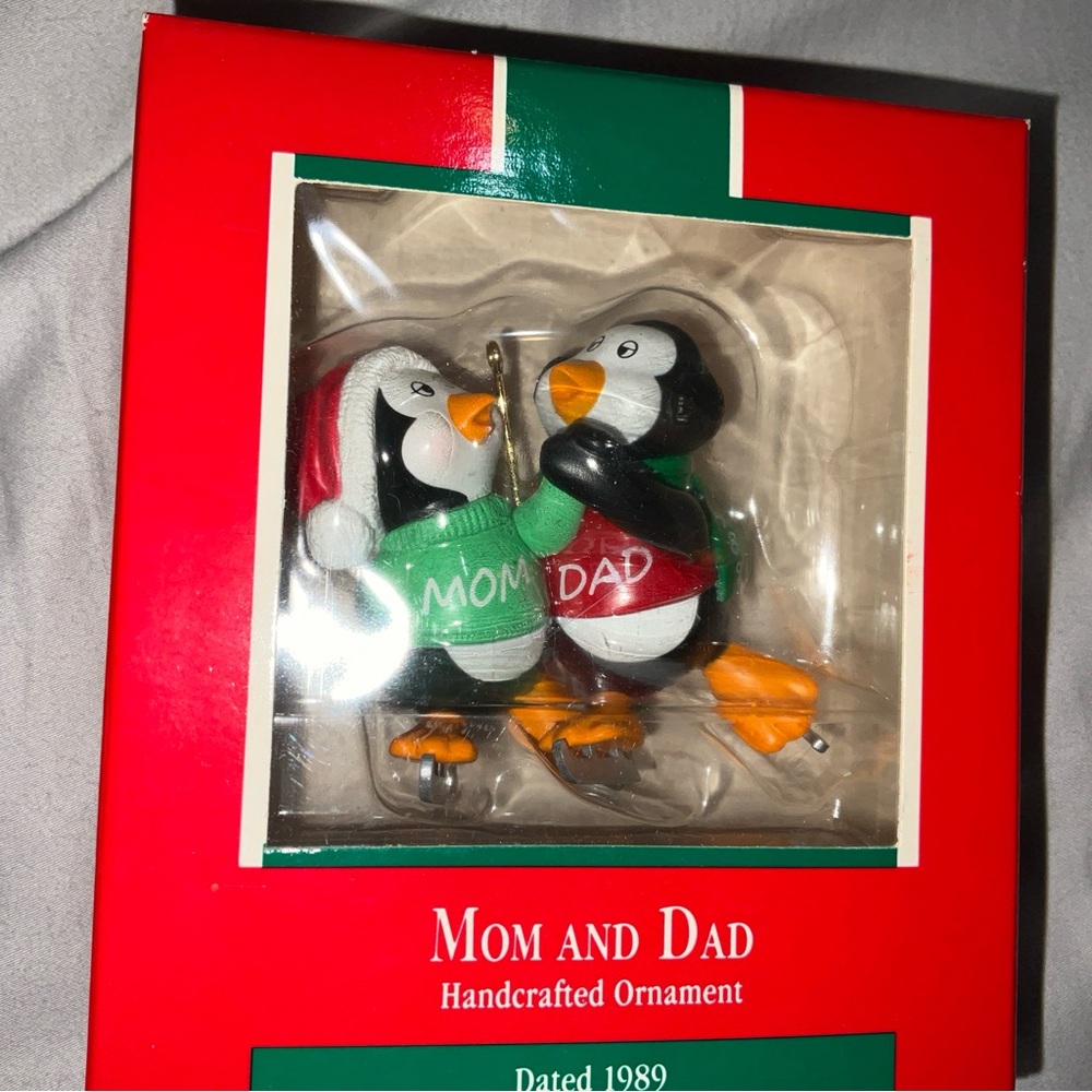 Mom and Dad Penguin Ornament 1989 Vintage New